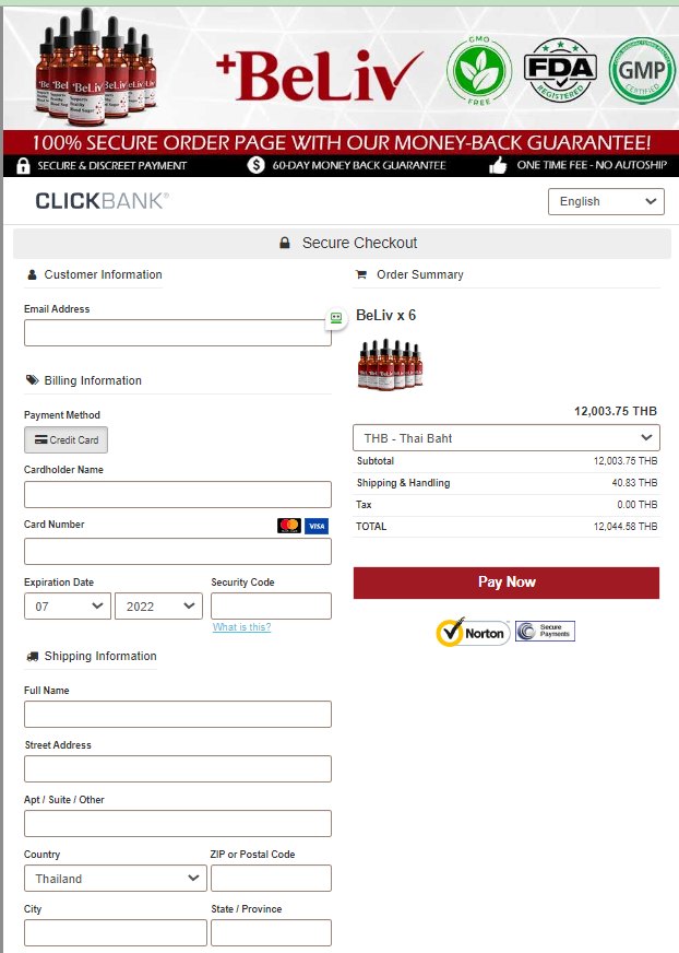 BeLiv - Secure Order Page